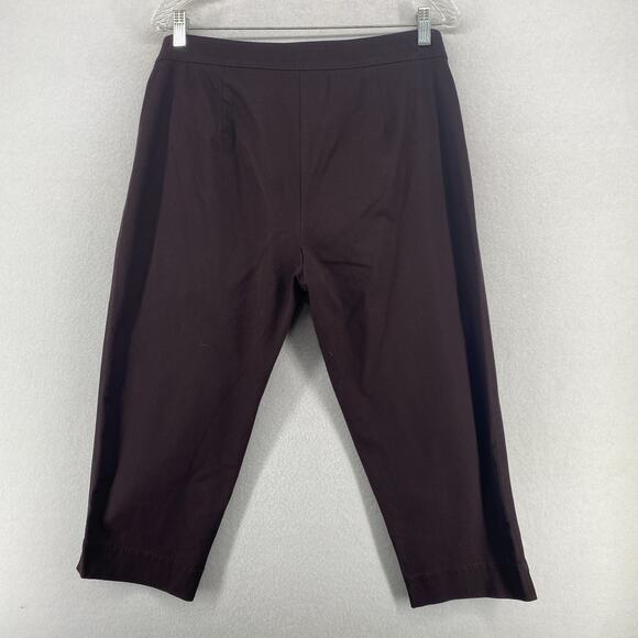EILEEN FISHER Pants PL Organic Cotton Stretch Twill Tapered Cropped Chino Brown - Picture 3 of 16